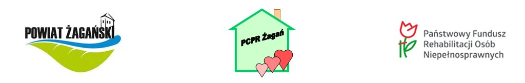 logotypy: powiat żagański, PCPR Żagań, PFRON